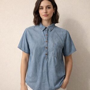 a.n.a Women's Blue Denim Top